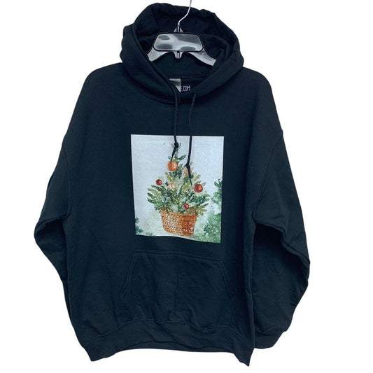 New Hand Printed Womens XL Christmas Tree Holiday Long Sleeve Hoodie Sweatshirt