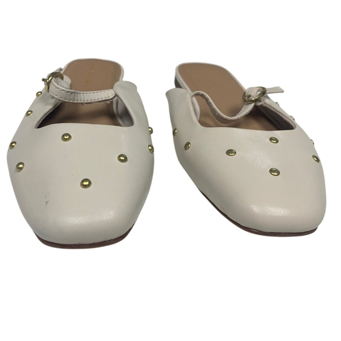 New American Eagle Womens Size 6 Studded Faux Leather Mary Jane Open Back Flats