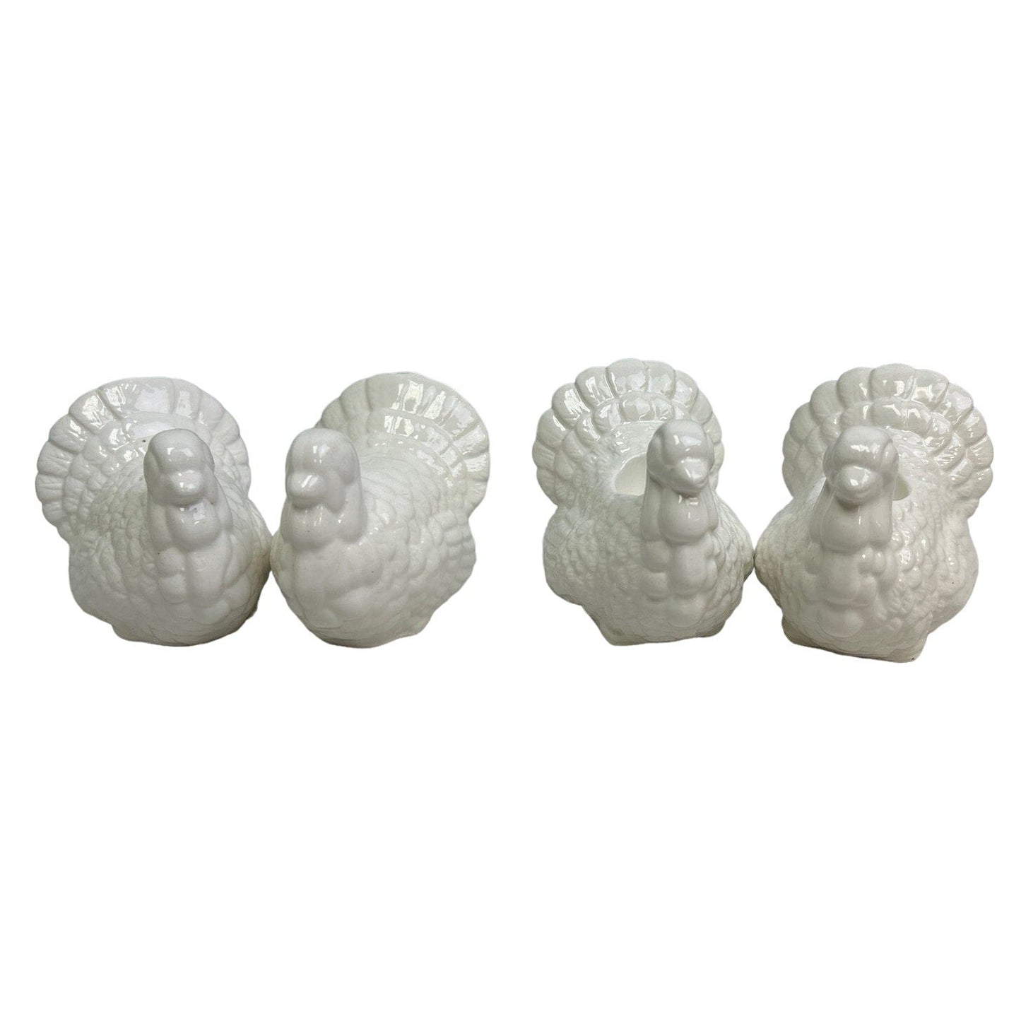 Vintage White Ceramic Thanksgiving Turkey Salt Pepper Shaker Candle Holders