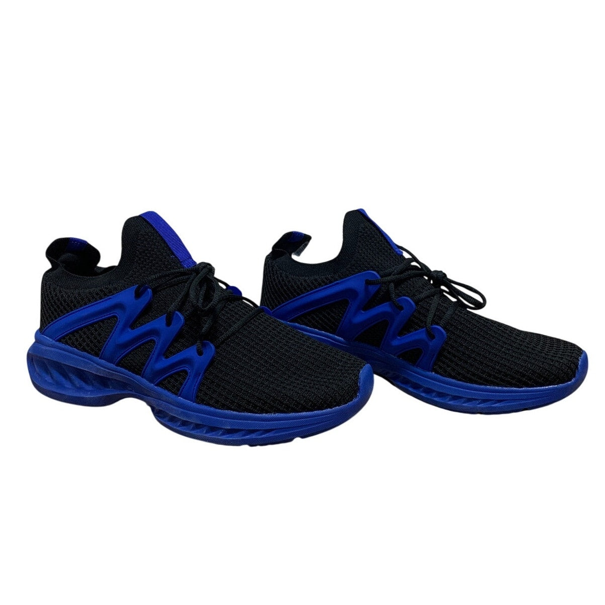 New Pujcs Mens Size 10 Blue Black Mesh Lace Up Slip On Walking Athletic Shoes