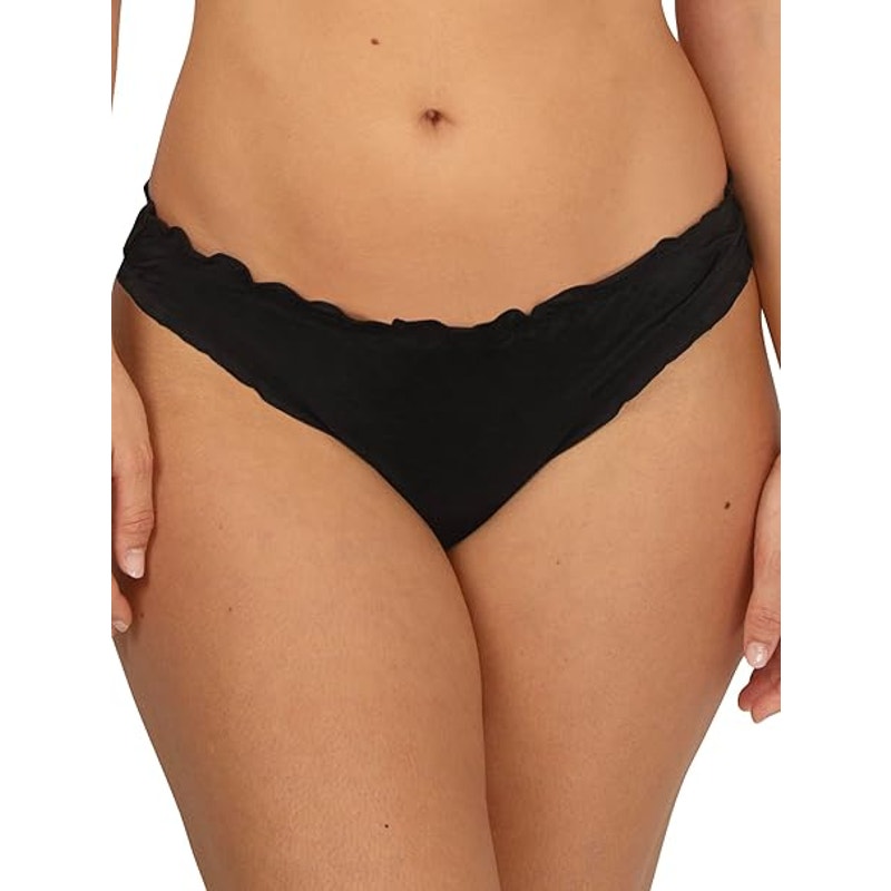 New Smart & Sexy Women's Large Black Ruffled Rushed Back Bikini Bottoms ONLY