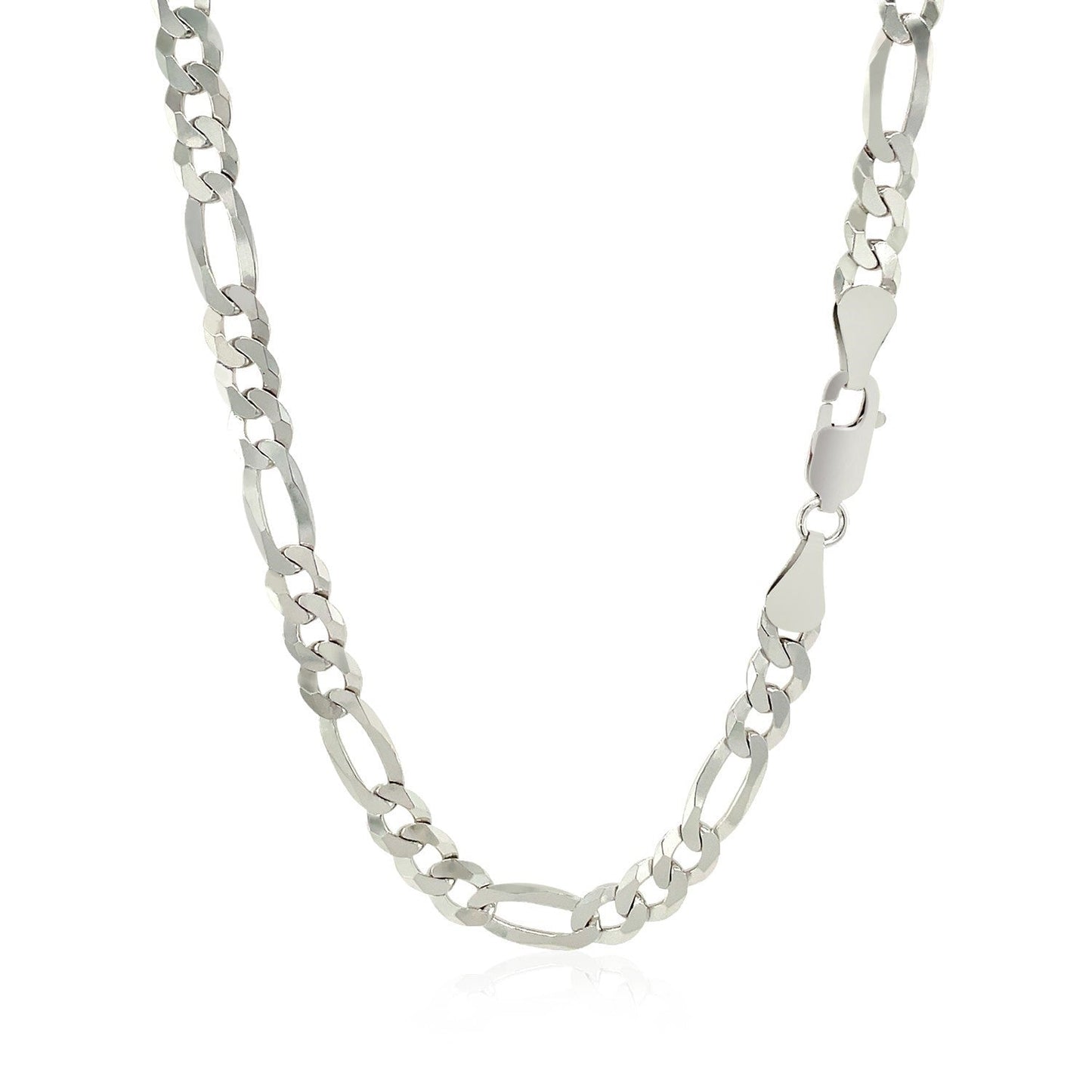 Rhodium Plated 5.5mm Sterling Silver Figaro Style Chain