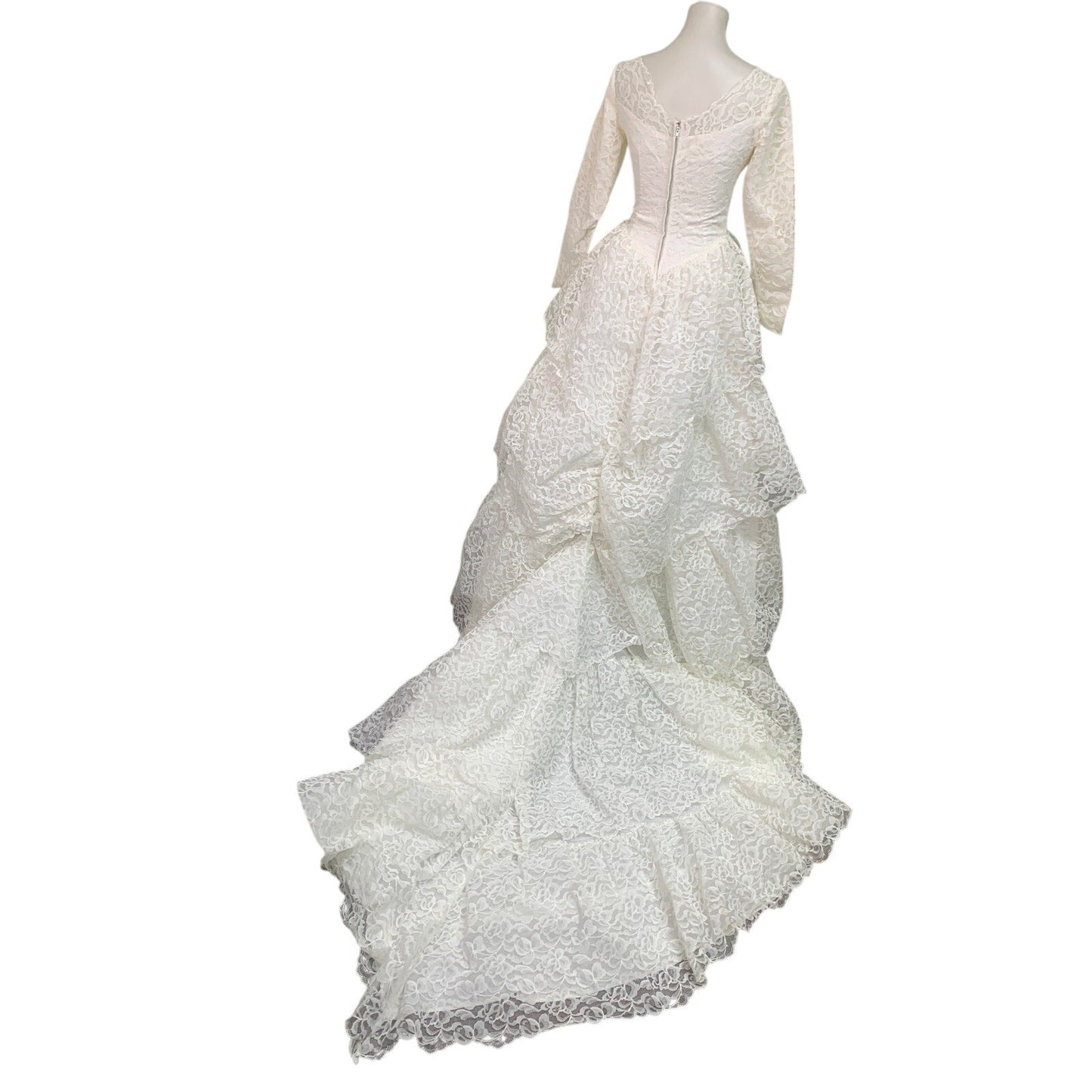 Vintage 1980s Womens Size 6 Long Sleeve Ladies Garment Union Made Wedding Dress