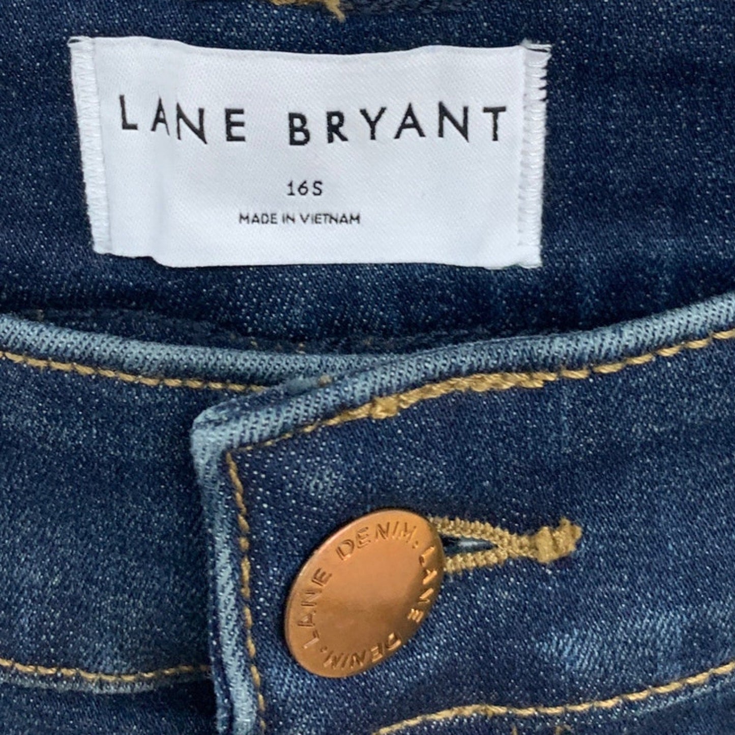 Lane Bryant Womens Size 16 Short High Rise Curvy Fit Skinny Denim Blue Jeans