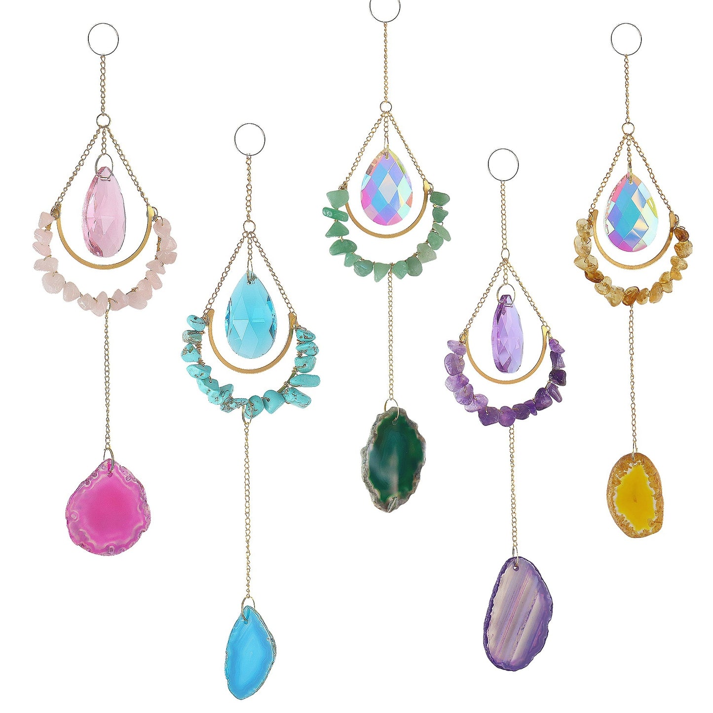 Natural Agate Raw Stone Wind Chimes
