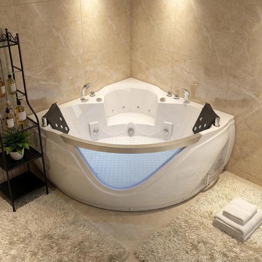 59" Light Luxury Double Corner Whirlpool Bathtub