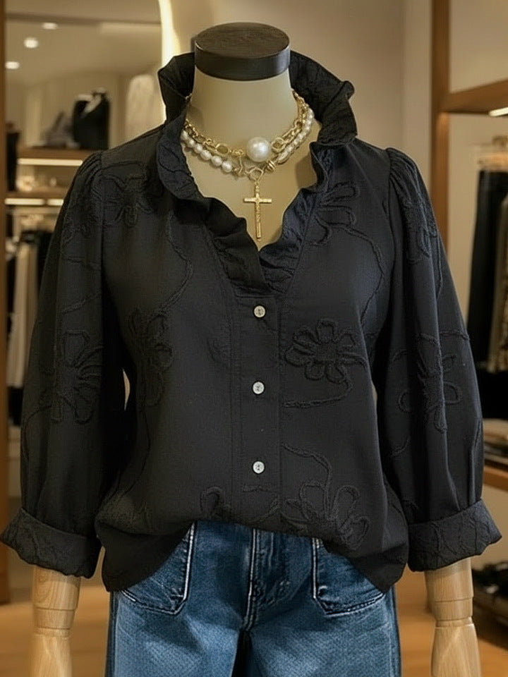 Women’s Lace Embroidered Cotton Linen Blouse