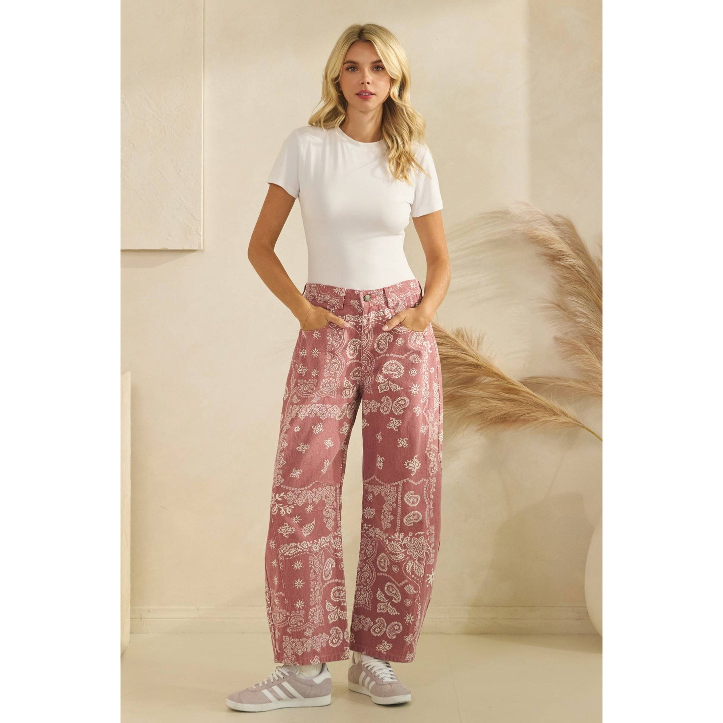 Vintage Pink Paisley Denim