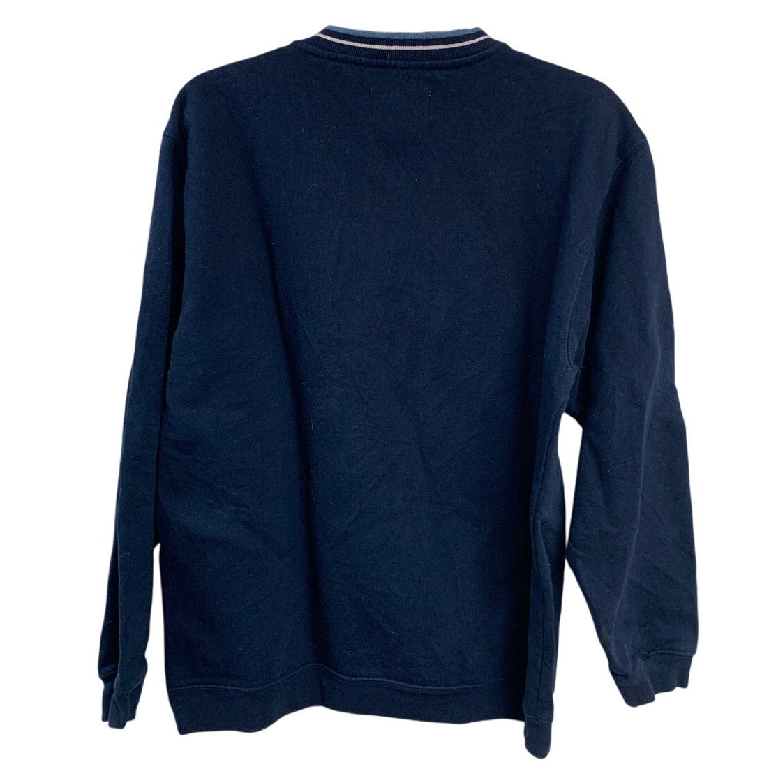 Eddie Bauer Mens Medium Navy Blue PolyCotton Long Sleeve V Neck Sweatshirt