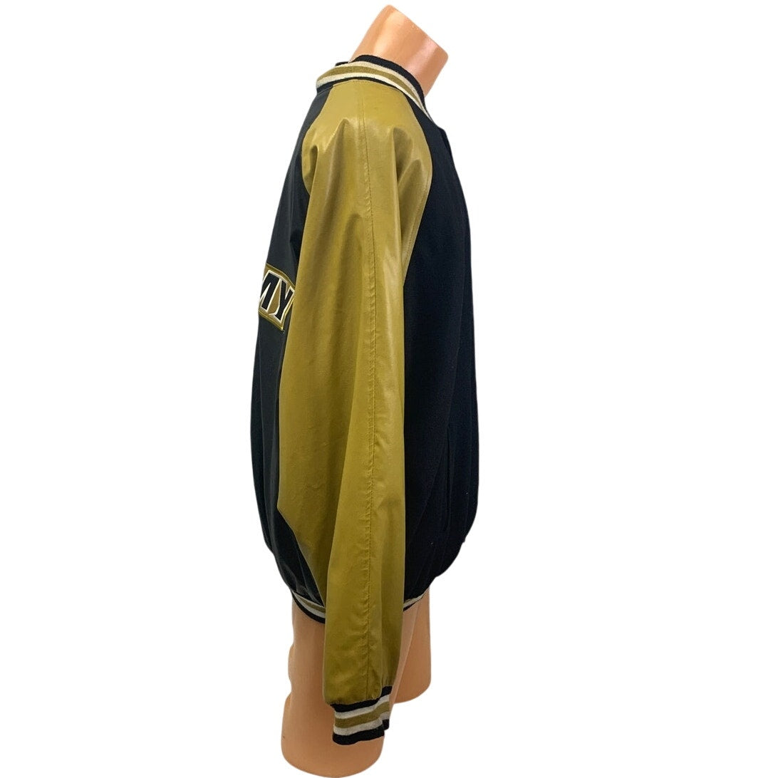 Steve & Barry's Mens 3XL Faux Leather Army Letterman's Snap Up Jacket Warm Coat