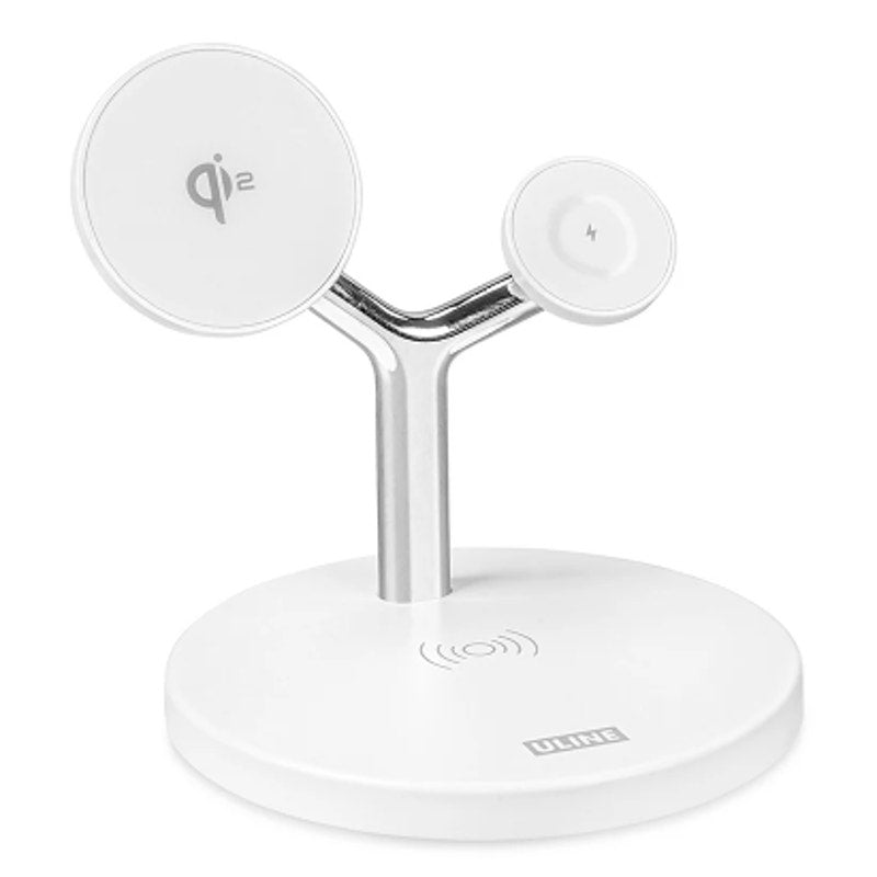 New 3-in-1 White Phone Earbud Smartwatch Desktop Magnetic Wireless Charger