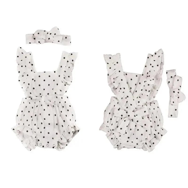Baby Girl Ruffled Solid Color Sleeveless Backless Romper Jumpsuit Comfy Outfit Excellent Gift For Your Baby Girl