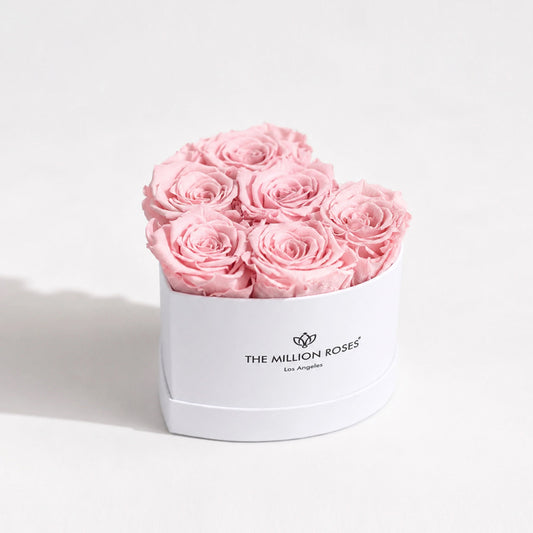 Baby Heart White Box | Light Pink Roses