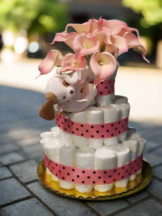 Flower Baby Girl Diaper Cake-0