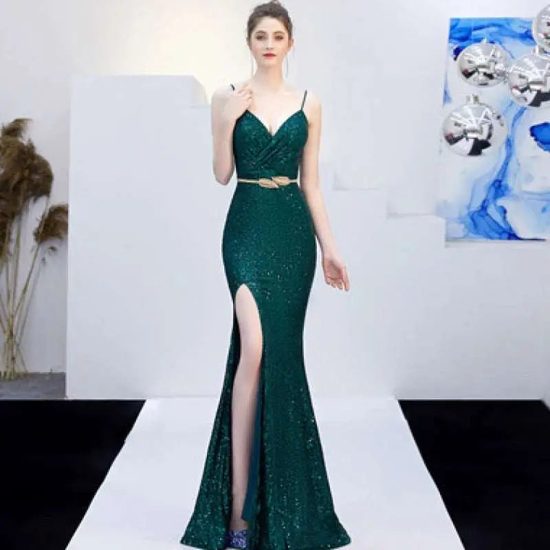 Banquet Elegant Annual Meeting Sequined Mermaid Gown