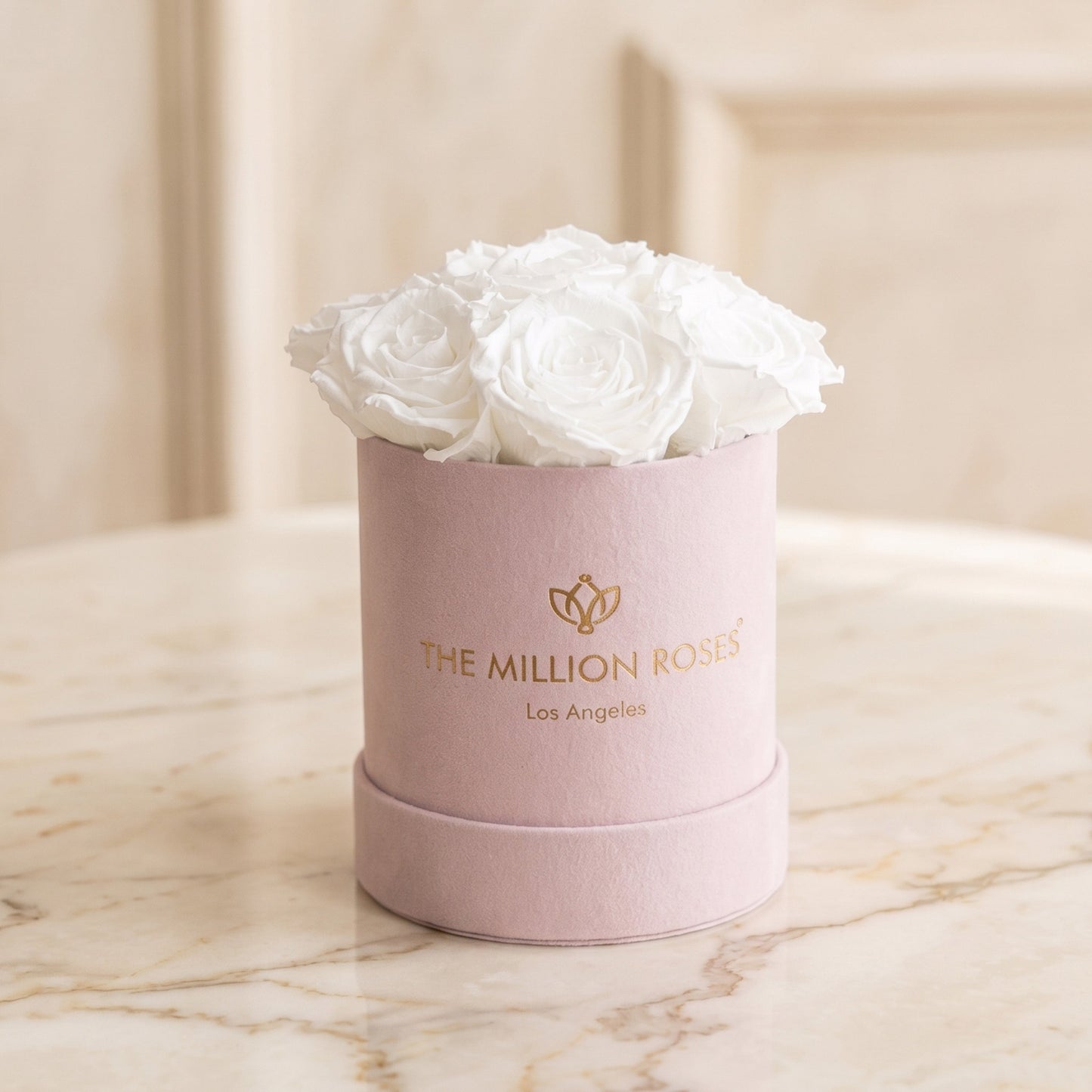 Basic Light Pink Suede Box | White Roses