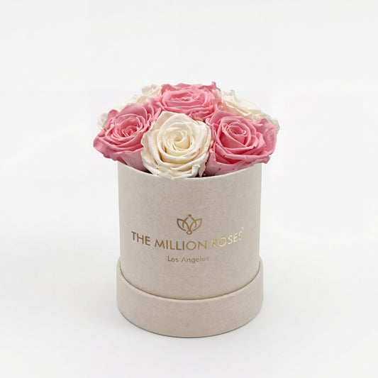 Basic Beige Suede Box | Light Pink & White Roses