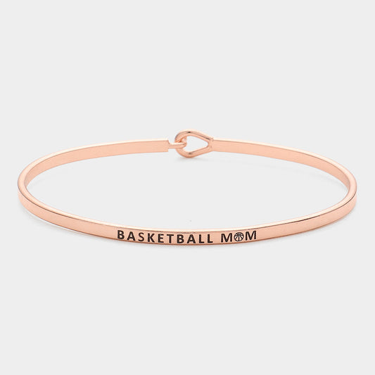 "Basketball Mom" Thin Brass Metal Hook Bracelet