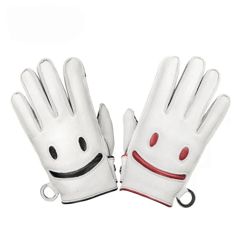 BAUVIRT™ Clown Face/Smiley Face Deers Leather Vintage Motorcycle Gloves