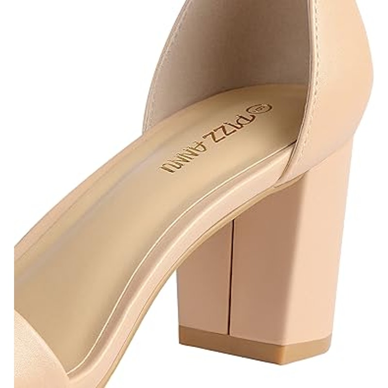 Pizz Annu Womens Size 6 Tan Open Toe 2.5" Block Heel Ankle Strap Sandal Shoes