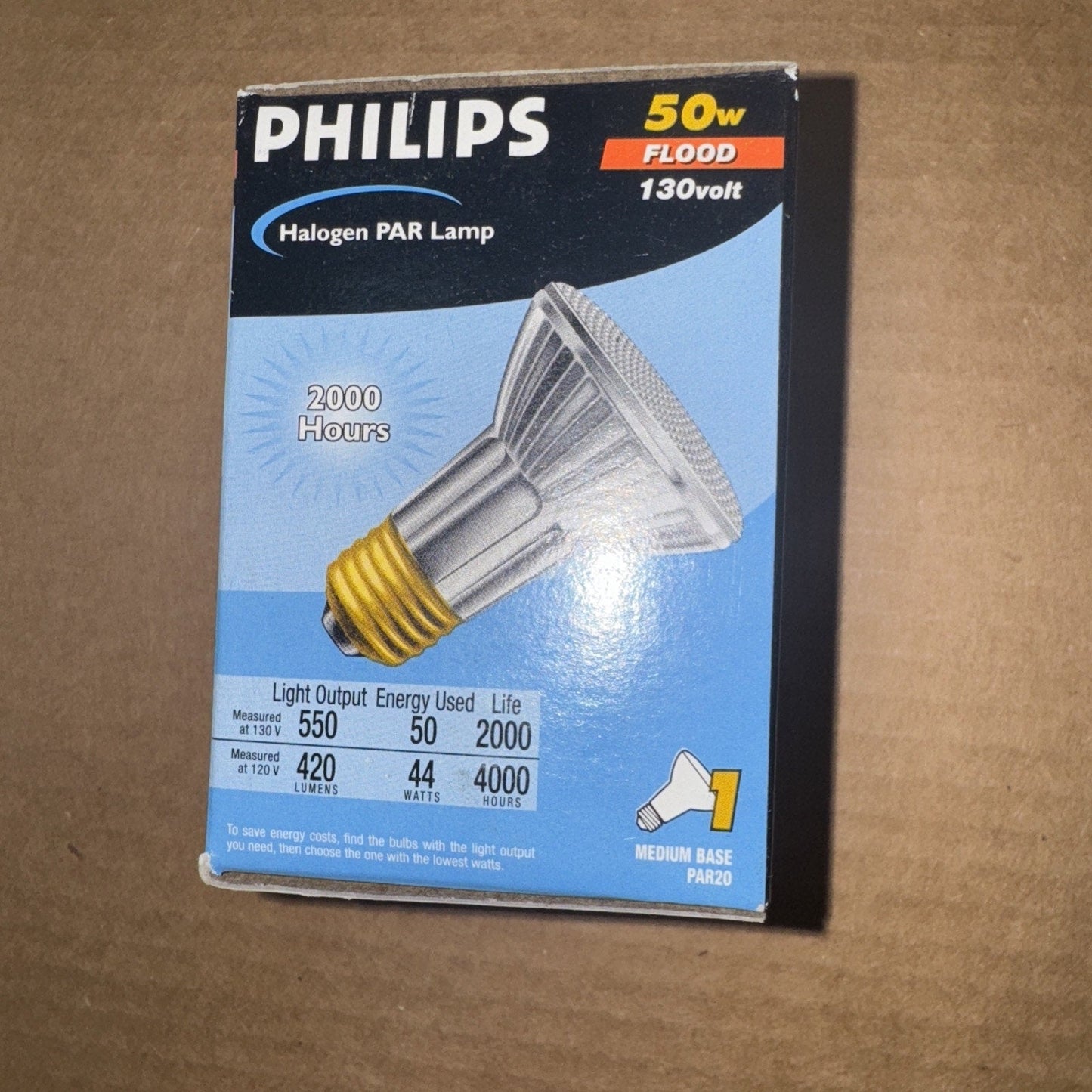 Phillips Halogen Wide Flood Light 50W Par 20 General Lighting 4000 Hr 420 Lumens
