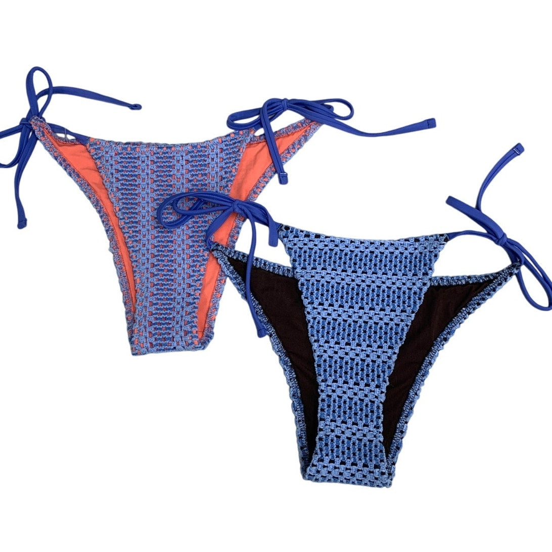 Lot of 2 American Eagle Womens XS Side Tie Striped Crochet Bikini Bottoms ONLY