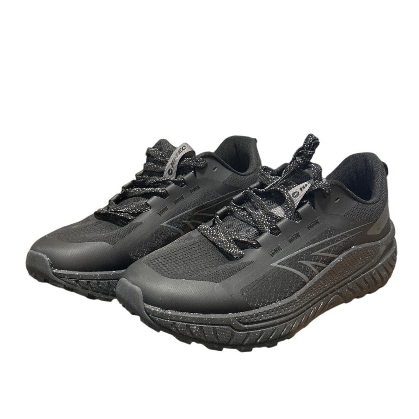 Hi-Tec Mens Size 10 Black Mesh Gray Speckled Lace Up Athletic Tennis Shoes