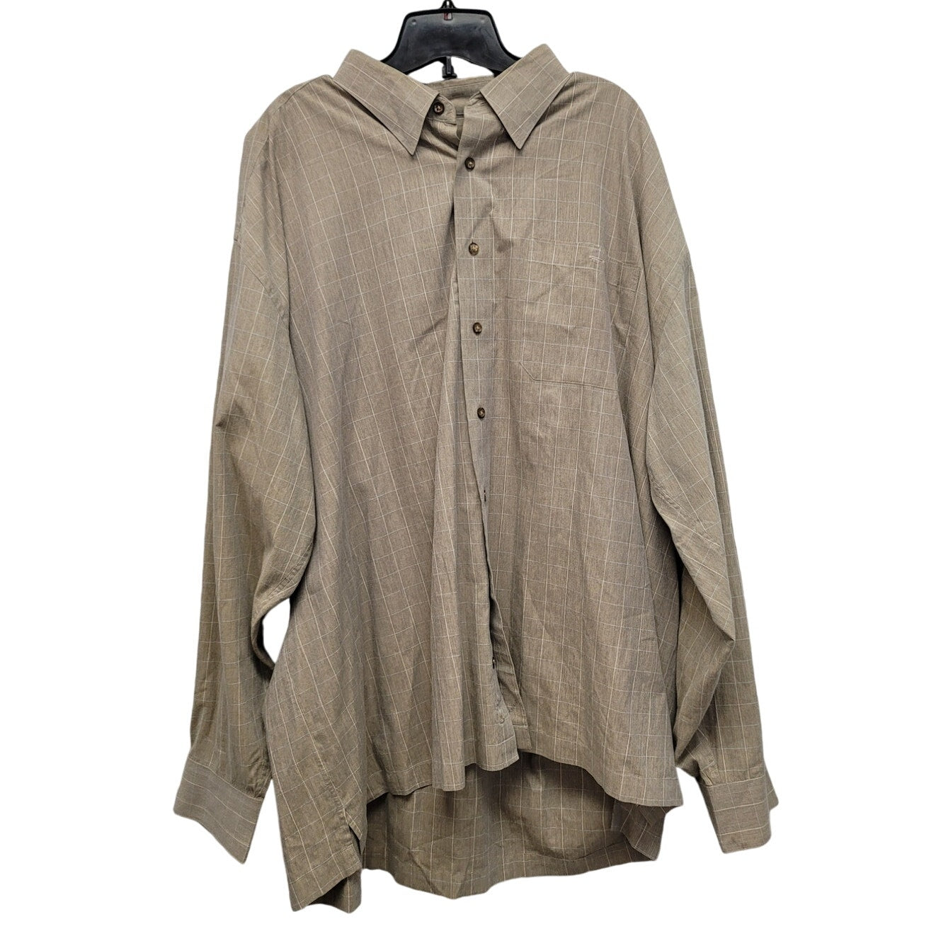 Cotton Reel Mens 2XL PolyCotton Plaid Long Sleeve Button Up Shirt w Front Pocket