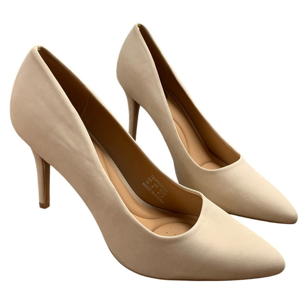 Trary Womens Size 10 Tan Faux Suede 4" Heel Pointy Closed Toe Pumps Shoes
