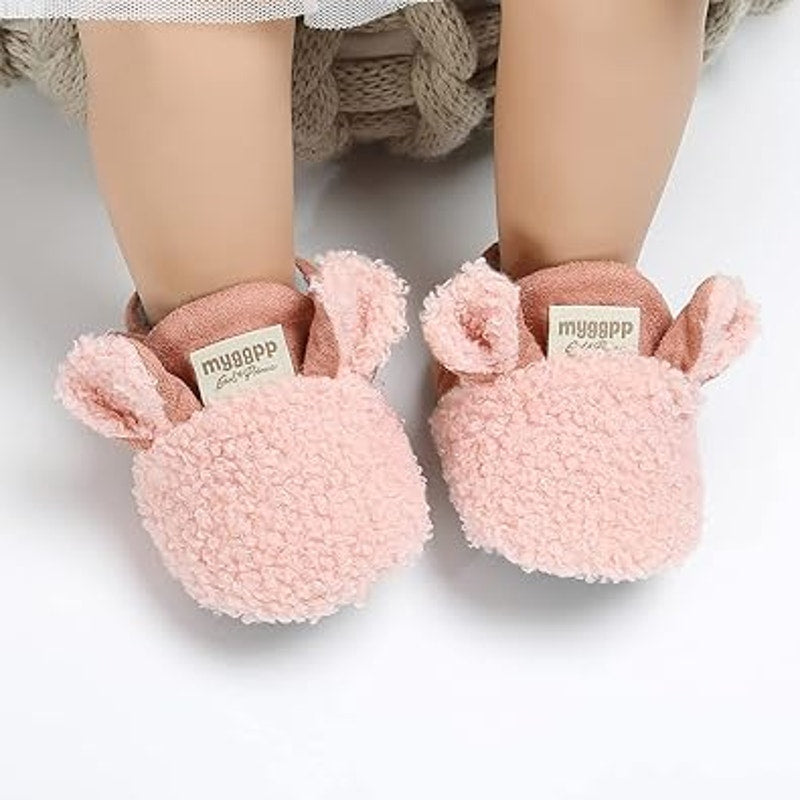 MYGGPP Baby Girls 6-12 Months Pink Fuzzy Booties Slippers Indoor Shoes