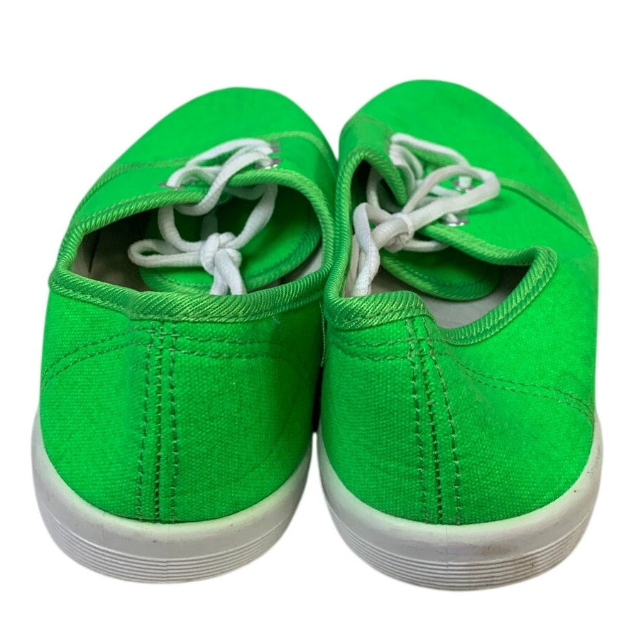 Womens Size 10 Neon Green Canvas Sneakers Lace Up Closed Round Toe Shoes