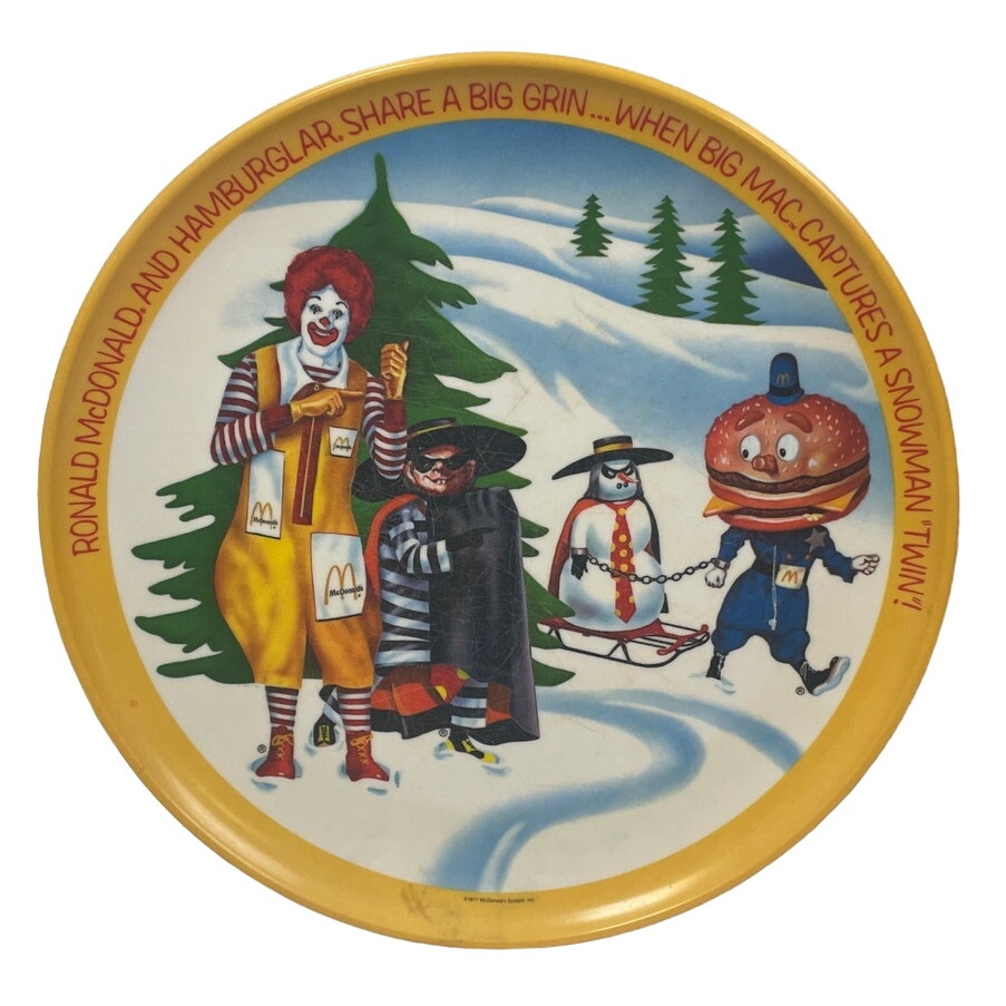 Vintage 1977 Ronald McDonald Hamburglar Big Mac Plastic Children's Dinner Plate