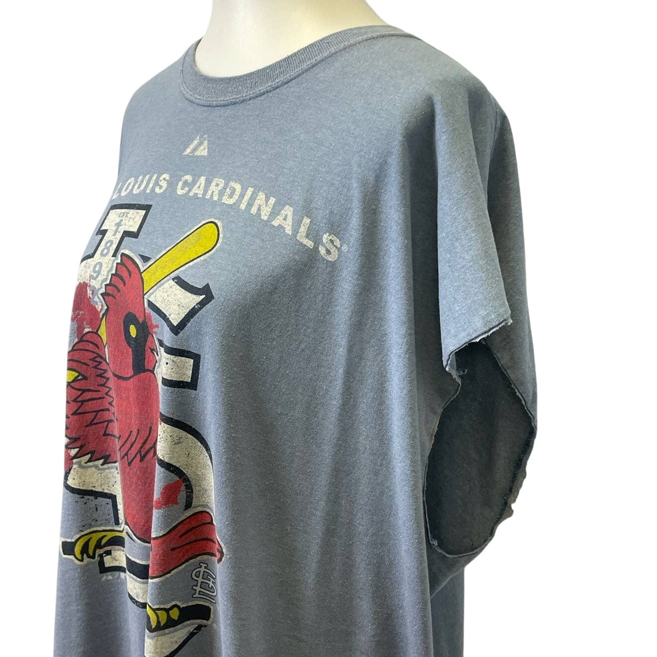 Majestic St Louis Baseball Cardinals Mens 2XL Cotton Blend Cutoff Sleeve Tee