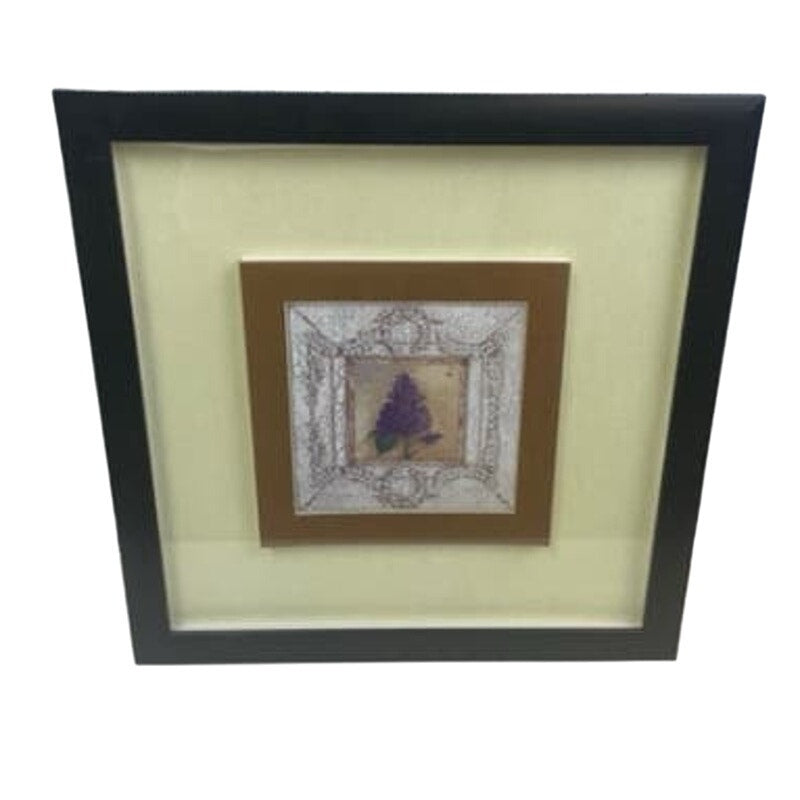 Rustic Flower Pansy Hyacynth Violet Square Matted Framed Wall Art Artwork Pair