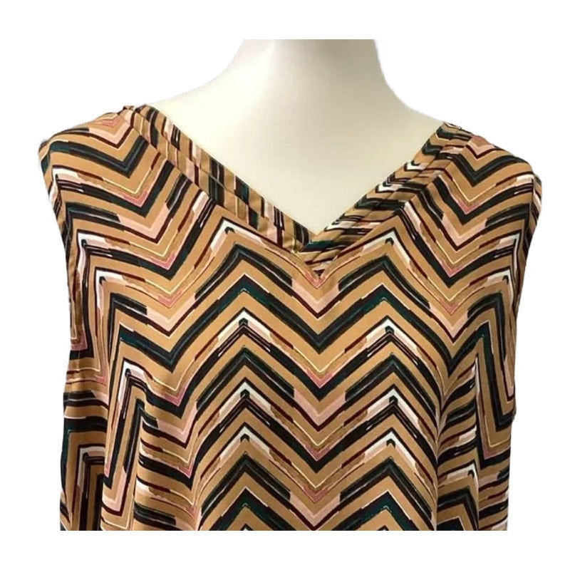 Maurices Womens XXL Sleeveless Polyester Chevron Stripe V-Neck Flowy Tank Top