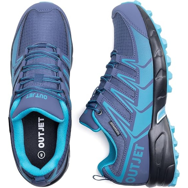 Outjet Womens 7 Blue Purple Lace Up Waterproof Lightweight Non-Slip Hiking Shoes