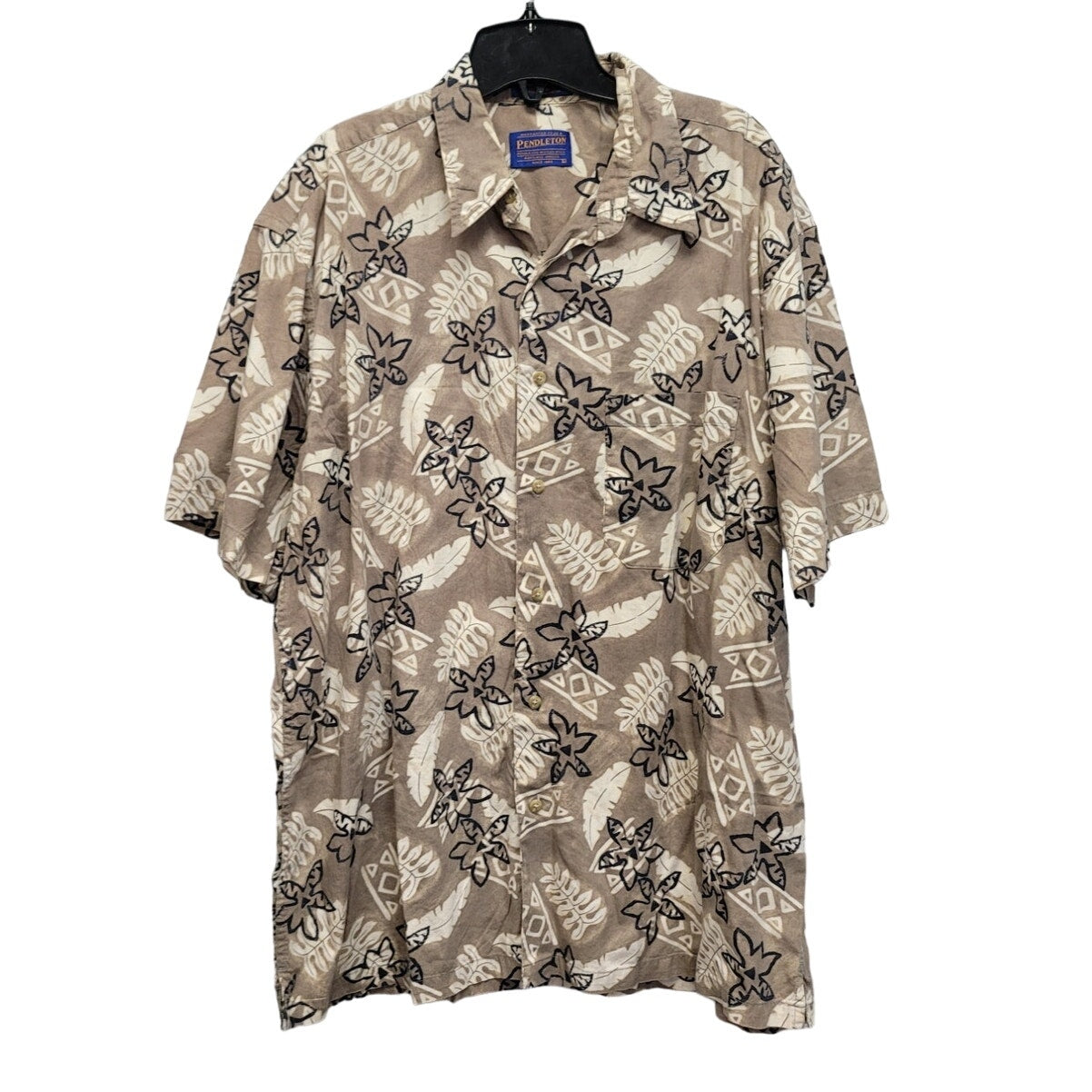 Pendleton Mens Large Cotton Rayon Short Sleeve Button Up Hawaiian Shirt