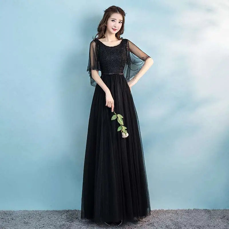 Beaded White Tulle Banquet Evening Dress