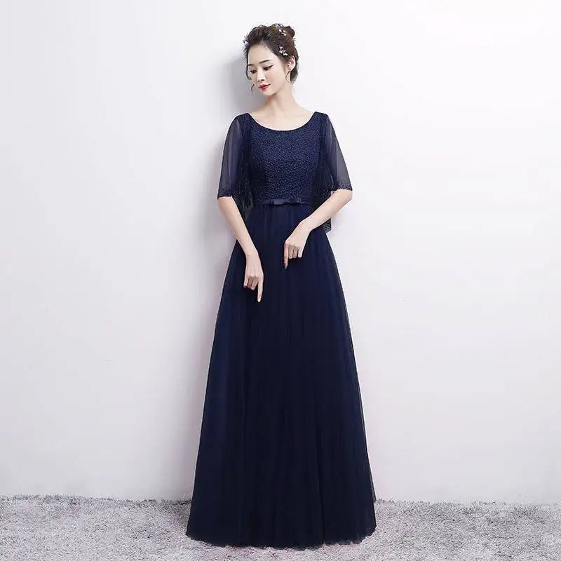 Beaded White Tulle Banquet Evening Dress