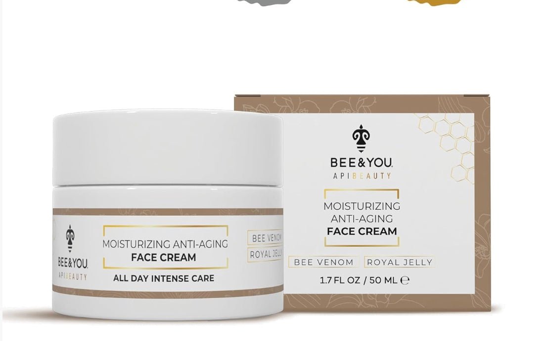 BEE and YOU Anti Aging Natural Face Cream  Deep Wrinkle Treatment  Rejuvenating and Nourishing with Royal Jelly+Bee Venom Shea Butter  1.7 fl. Oz