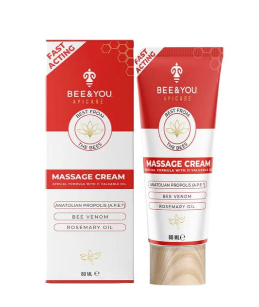 Bee and You Massage Cream – Propolis, Bee Venom & 11 Herbal Oils – Soothing Body & Foot Massage – Spa-Like Relaxation – Clean Formula - 2.7 Fl Oz