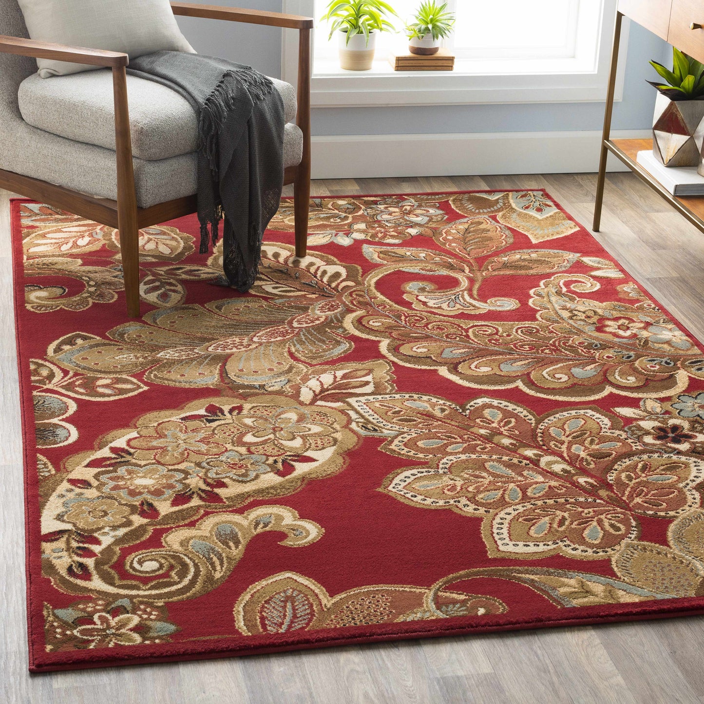 Beedeville Red Floral Rug-1