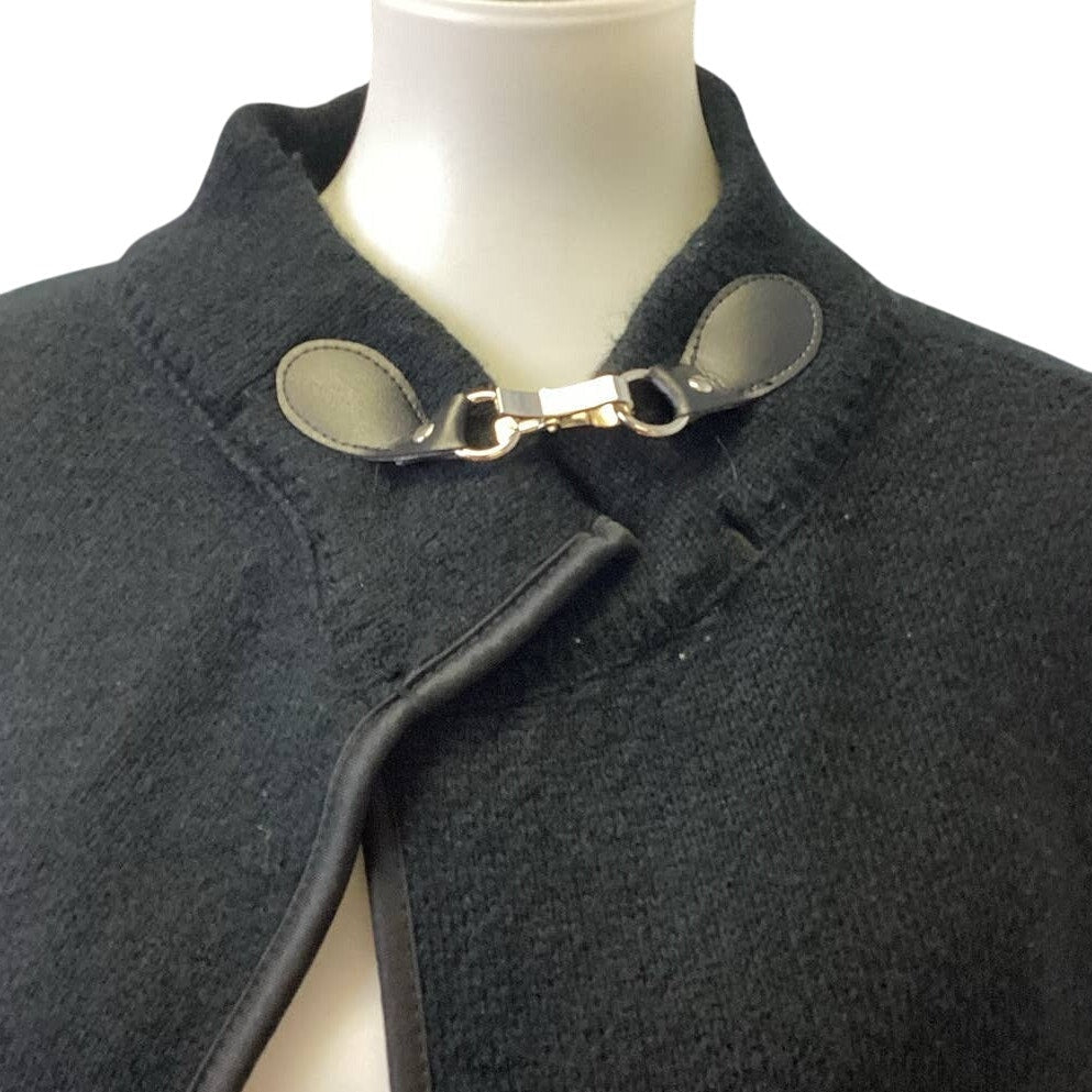 Apt 9 One Size Black Acrylic Knit Silver Latch Folded Sleeve Open Front Cape