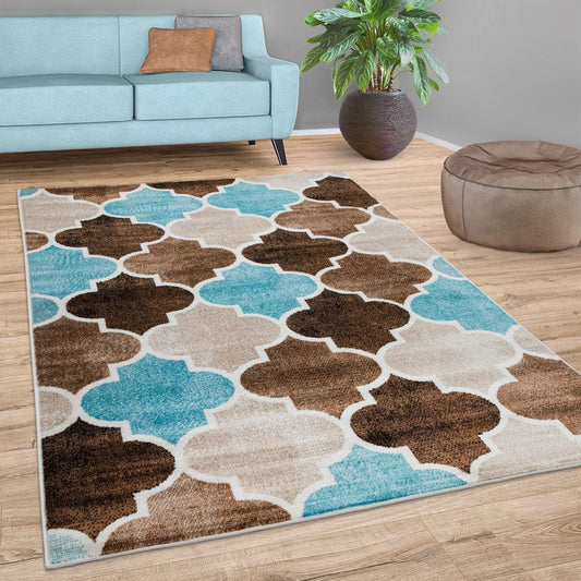 Beige Brown Area Rug for Living Room Moroccan Pattern-0