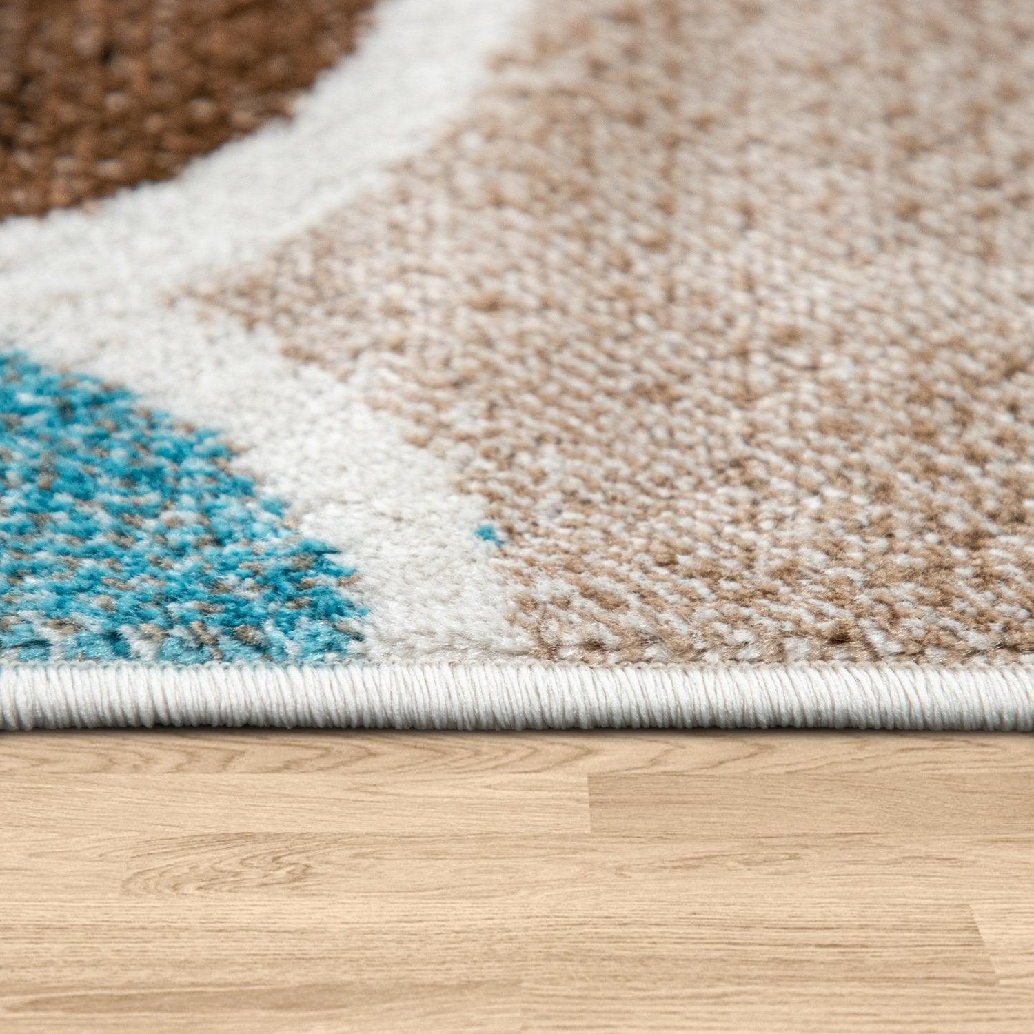 Beige Brown Area Rug for Living Room Moroccan Pattern-1