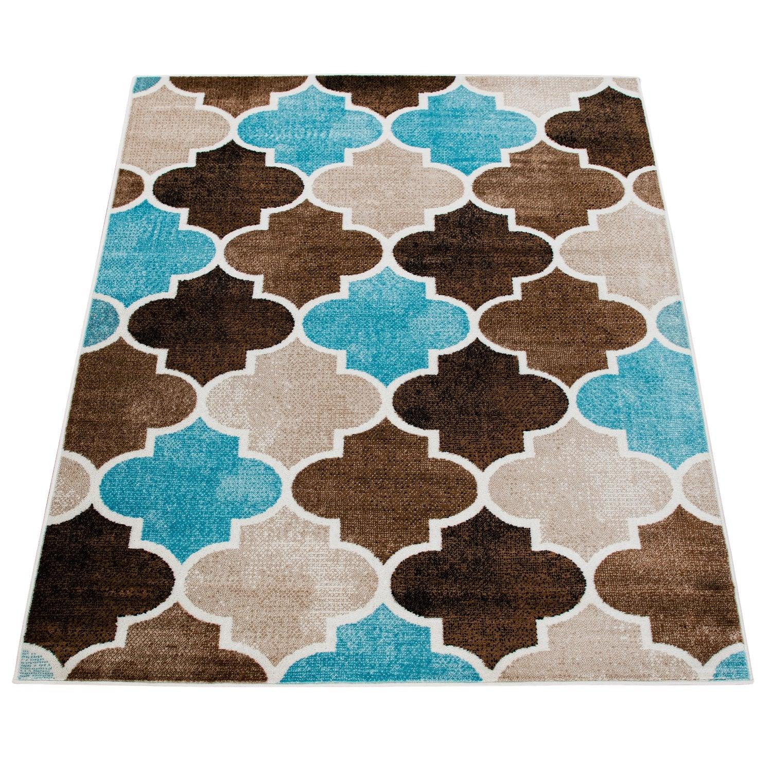 Beige Brown Area Rug for Living Room Moroccan Pattern-4