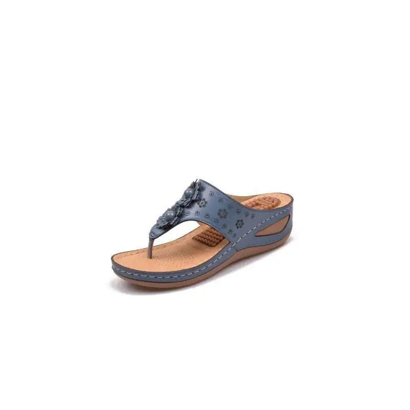Beige Floral Large Size Lightweight Massage Sandals