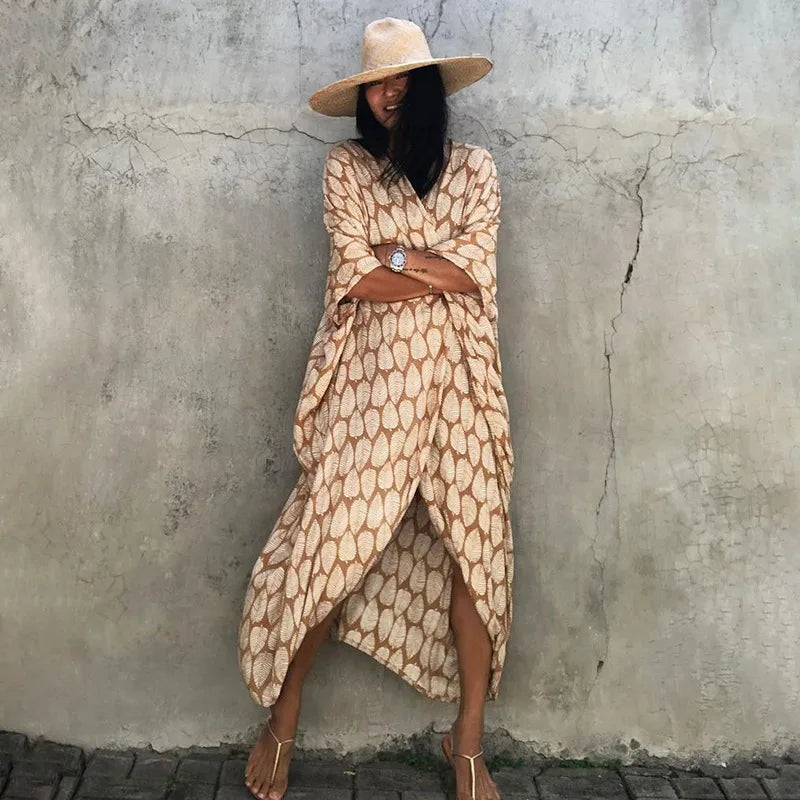 beige and brown Monaco Poolside swimsuit cover ups for women throw