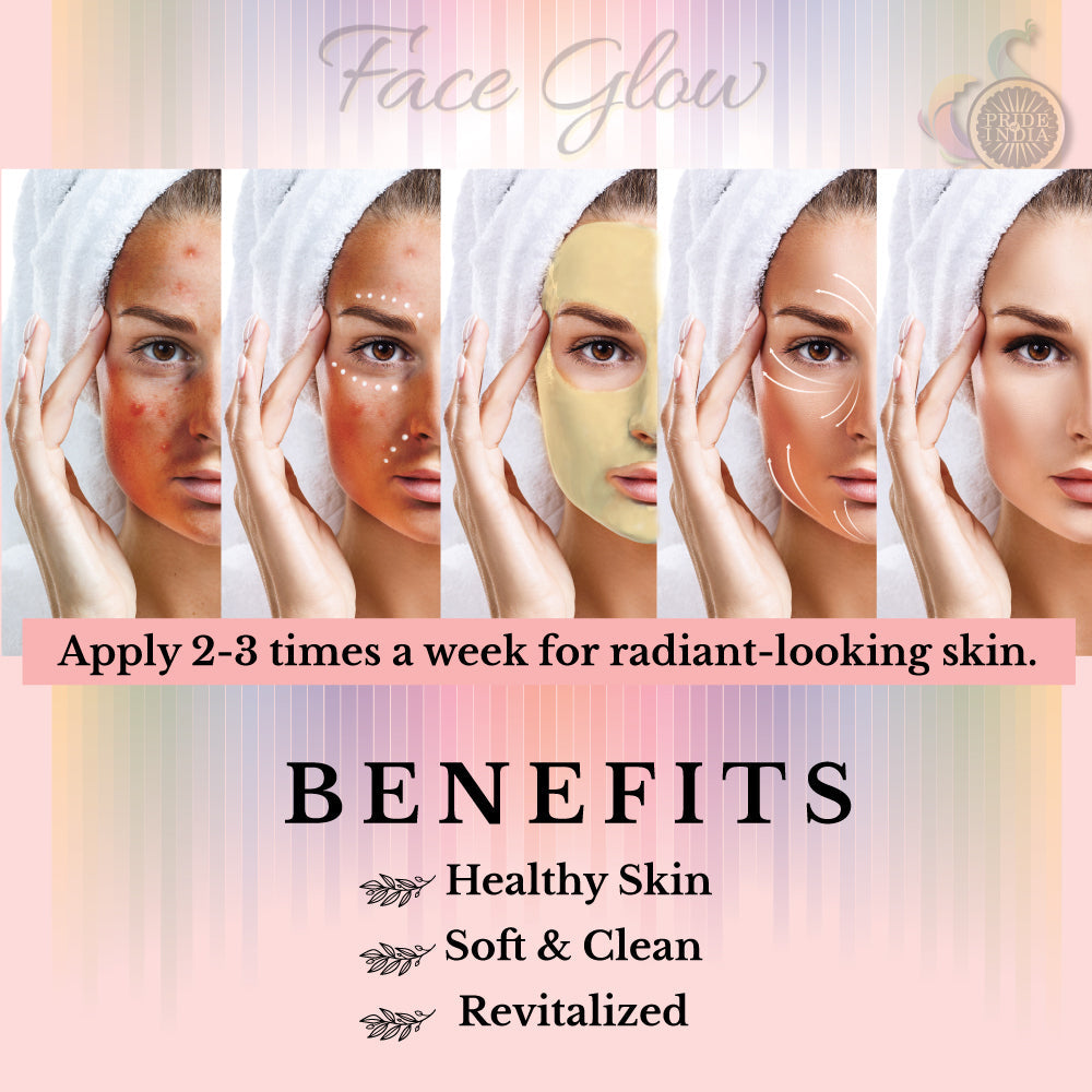 Face Glow- Fuller’s Earth w/ Rose & Aloe Vera- 12 Individual Sachets of Multani Mitti (10 gm each)- Reusable Brush & Tray Included-1