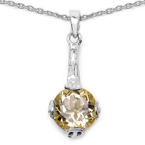 11.40 Carat Genuine Citrine .925 Sterling Silver Ring, Pendant and Earrings Set